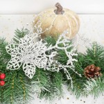 Atiflr 6 Pack Silver Christmas Picks 13 Inch Artificial Flower for Christmas Tree Ornaments DIY Xmas Wreath Crafts Holiday and Home Decor