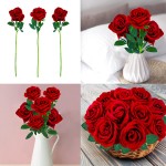 Attmu Roses Artificial Flowers 10 Pcs Fake Roses for Decoration Bouquet of Silk Flowers with Stems for DIY for Wedding Party Home Decor Gift