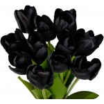 Brightdeco Artificial Tulips Flowers Bouquets Fake Flowers for Wedding Home Office Decor 12 Heads Black