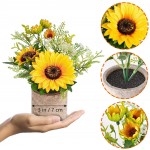 COCOBOO Artificial Sunflower Potted Plants Yellow Fake Flower in Pots Decorations for Home Bathroom Kitchen Rustic Table Centerpiece Decor