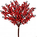 Dolicer 6 Pack 19.7 in Artificial Red Berry Stems Christmas Holly Berry Branches Berry Stem Picks Christmas Tree Berry Ornaments Floral Arrangements for Xmas Wreath DIY Crafts Holiday Home Decor