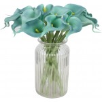 Duovlo 20pcs Calla Lily Bridal Wedding Bouquet Lataex Real Touch Artificial Flower Home Party Decor Lake Blue