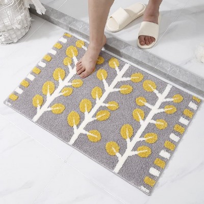 DZHOMFCOG Household Area Rug Mat,Leaves Microfiber Strong Water Absorption Bath Rug Tower with Non Slip Back Inside Entryway Door Mat for Bathroom Floor Indoor Doormat Size 20 X 32 in Yellow Leaves