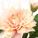 ELITE FLORAL 4 Pack 23 Artificial Dahlia Flowers Faux Dahlia Stem Blush Long Artificial Silk Flowers Realistic Fake Flowers for Wedding Home Garden Dining Table Decor DIY