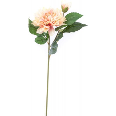 ELITE FLORAL 4 Pack 23" Artificial Dahlia Flowers Faux Dahlia Stem Blush Long Artificial Silk Flowers Realistic Fake Flowers for Wedding Home Garden Dining Table Decor DIY