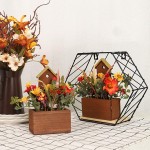 EOESTLD Home Decor，Halloween Artificial Silk Flower Ornament Wooden House-Shaped Mold Autumn Color
