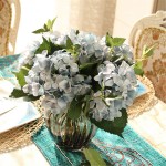 Felice Arts Artificial Silk Flowers California Fake Beautiful Hydrangea Bouquet Flower for Wedding Arch Spring Decor Home Table Centerpiece Pack of 3 Blue
