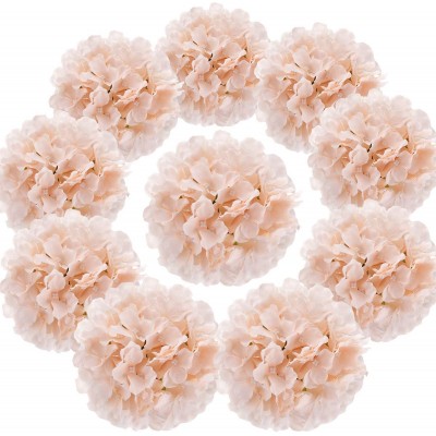 Flojery Silk Hydrangea Heads Artificial Flowers Heads with Stems for Home Wedding Decor,Pack of 10 Blush
