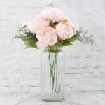 Flojery Silk Peony Bouquet Vintage Artificial Peonies Flower for Home Wedding Party Decor 1pcs Peach Pink