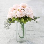 Flojery Silk Peony Bouquet Vintage Artificial Peonies Flower for Home Wedding Party Decor 1pcs Peach Pink