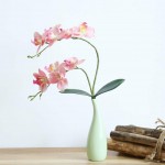 floral decoration Mini Silk Flower Artificial Phalaenopsis Orchid in Vase for Home Decor beautiful artificial flowers Color : Rose red Size : H 35cm