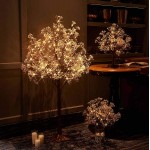 Hairui Lighted Gypsophila Tree 4FT 90 LED Artificial Baby Breath Flowers with Lights for Wedding Party Spring Easter Christmas Holiday Decoration