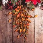 HJHIWE 2 Pack Artificial Teardrop Wreath 25.2 Inch Fall Front Door Wreath Small Autumn Harvest Floral Swag for Home Decor Wedding Arch Window Partydecor,Orange 210603XU10--2-10584-1832109161 3