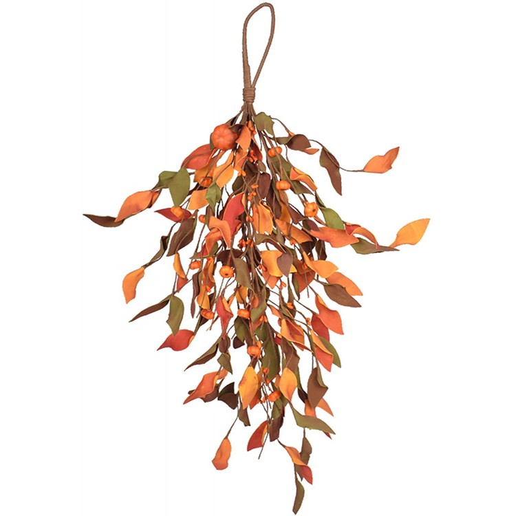 HJHIWE 2 Pack Artificial Teardrop Wreath 25.2 Inch Fall Front Door Wreath Small Autumn Harvest Floral Swag for Home Decor Wedding Arch Window Partydecor,Orange 210603XU10--2-10584-1832109161 3
