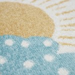 Kid´s Rug for Nursery Llama and Mountains Motif in Grey Blue Cream Size: 2'8 x 4'11