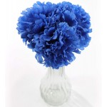 Larksilk Royal Blue Silk Carnation Picks Artificial Flowers for Weddings Decorations DIY Decor 100 Count Bulk 3.5 Carnation Heads with 5 Stems