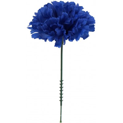 Larksilk Royal Blue Silk Carnation Picks Artificial Flowers for Weddings Decorations DIY Decor 100 Count Bulk 3.5" Carnation Heads with 5" Stems