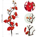 LIUCOGXI 4pcs Red Artificial Silk Plum Blossom Branch Real Touch for Table Wedding Bouquet Home Decor Without Vase