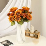 Luyue Artificial Sunflowers Bouquet Fake Vintage Sunflower Autumn Flower for Decoration,9 Floral Heads Faux Flowers Bunch for Home Decor-Vintage Yellow