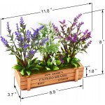 LYSTAR Artificial Plants Lavender with Rectangle Shape Wooden Flowerpot Tricolor Lavender Artificial Plants Artificial Flowers for Indoor or Outdoor and Cafe Decorations Ruby+White+Violet