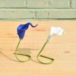 Mandy's 20pcs Blue and White Flowers Artificial Calla Lily Silk Flowers 13.4 for Home Kitchen & Wedding
