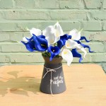 Mandy's 20pcs Blue and White Flowers Artificial Calla Lily Silk Flowers 13.4 for Home Kitchen & Wedding