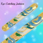 Matashi Gold Hand Painted Enamel 6 inch Mezuzah Embellished with Hebrew Shin Home Door Wall Decor Home Décor Jewish Holiday Housewarming Present House Blessing Gift for Holiday Festival