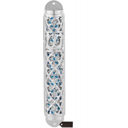 Matashi Hand Painted Enamel 7 inch Mezuzah Embellished with Hebrew Shin and Crystals Home Door Wall Decor Home Décor Jewish Holiday Housewarming Present House Blessing Gift for Holiday Festival
