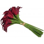 Meide Group USA 14 Real Touch Latex Calla Lily Bunch Artificial Spring Flowers for Home Decor Wedding Bouquets and centerpieces 18 PCS Burgundy