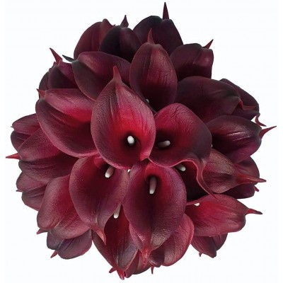Meide Group USA 14" Real Touch Latex Calla Lily Bunch Artificial Spring Flowers for Home Decor Wedding Bouquets and centerpieces 18 PCS Burgundy