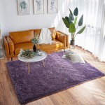 Merelax Modern Soft Fluffy Large Shaggy Rug for Bedroom Livingroom Dorm Kids Room Indoor Home Decorative Non-Slip Plush Furry Fur Area Rugs Comfy Nursery Accent Floor Carpet 4'x5.9' Grey-Purple