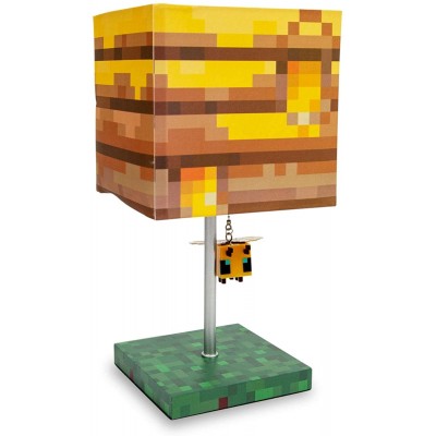 Minecraft Yellow Bee Nest Block Desk Lamp with 3D Bee Puller | Nightstand Table Lamp with LED Mood Light for Bedroom Desk Living Room Playroom | Home Decor Kids Room Essentials | Video Game Gifts