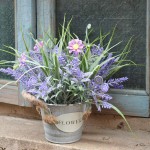 MIXROSE Artificial Plants Fake Lavender Flowers Purple in Metal Pot 10inch Height for Indoor Home Party Decoration