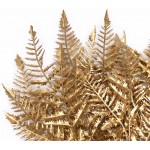 PASYOU Artificial Plants Golden Fake Flowers Decoration for Christmas Plastic Boston Grass Faux DIY Crafts Indoor Outdoor Home Décor Garden Party Room Bedroom Wedding Table Centerpiece Gold 2 Pack
