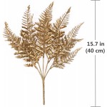 PASYOU Artificial Plants Golden Fake Flowers Decoration for Christmas Plastic Boston Grass Faux DIY Crafts Indoor Outdoor Home Décor Garden Party Room Bedroom Wedding Table Centerpiece Gold 2 Pack