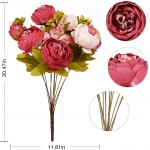 Pink Peonies Artificial Flowers 2Pcs Vintage Fake Peony Bouquet Faux Peonies Pink Flowers Artificial for Decoration Indoor Wedding Party Festival Hotel Office Garden Craft Home Decor