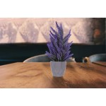 Potted Lavender Artificial Plants Lavender Faux Flowering Plant with Gray Ceramic Vase for Home Party & Wedding Décor 12 inch Purple-Green