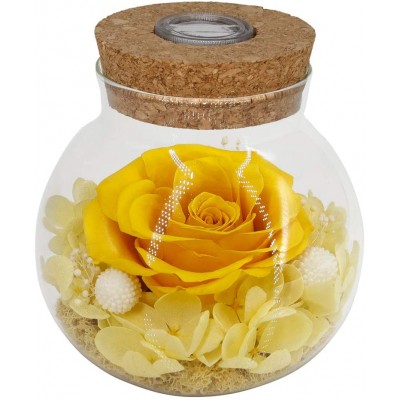 Preserved Real Roses with Colorful Mood Light Wishing Bottle,Eternal Rose，Never Withered Flowers,for Bedroom Party Table Decor Anniversary,Valentine's,Mother's Day,a Gifts for Women Yellow
