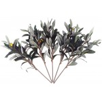 ShoppeWatch Artificial Olive Leaves Branches 5pcs and Stems with Fruit | Greenery for Vases | Faux Tree Plant | Fake Olives Leaf Spray | Home Kitchen Party Plastic Decor AF43