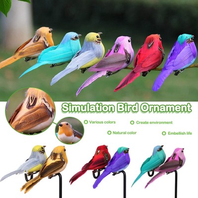 Simulation Home Birds Artificial Colors Craft Five Ornament 12pcs Birds Foam Home Decor Multicolor