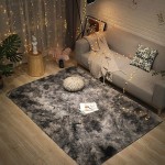 Soft Indoor Modern 6x9 Area Rugs Shaggy Fluffy Carpets for Living Room and Bedroom Nursery Rugs Abstract Home Decor Rugs for Girls Kids Dark Grey