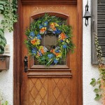 Spring Wreath for Front Door Summer Wreaths Soomeir Daisy and Lavender Artificial Door Wreath Farmhouse Home Decor for Window Wall
