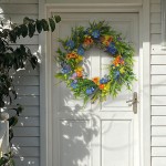 Spring Wreath for Front Door Summer Wreaths Soomeir Daisy and Lavender Artificial Door Wreath Farmhouse Home Decor for Window Wall