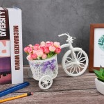 TRIEtree Bicycle Artificial Flower Decor Plant Stand Nostalgic Bicycle Planter Garden Decor for Home Wedding DecorationPink