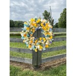 Ukraine Flag Wreath Sunflower Front Door Wreath 20 Inch Blue & Yellow Wreath Welcome Sign for Spring Summer Wreath Home Porch Farmhouse Door Wall Window Party Decoration