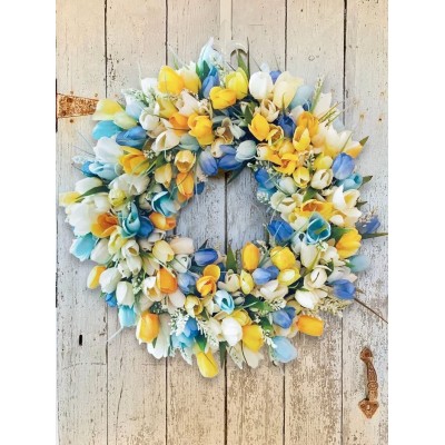 Ukraine Flag Wreath Sunflower Front Door Wreath 20 Inch Blue & Yellow Wreath Welcome Sign for Spring Summer Wreath Home Porch Farmhouse Door Wall Window Party Decoration