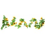 UUPP 2Pcs 7.8FT Artificial Sunflowers Garland Silk Fake Flower Ivy Vines Sunflower Decor for Home Garden Wedding Party Arch
