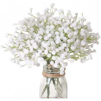 Veryhome 10PCS 30 Bunches White Babys Breath Flowers Artificial White Fake Flowers Gypsophila DIY Floral Bouquets Arrangement Wedding Home Decor（VASE NOT Included）
