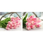 WAQIA 30 pcs Real-Touch Artificial Tulip Flowers Home Wedding Party Decor Dark Pink