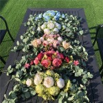 Wedding Arch Flowers 30 Inch Rustic Artificial Floral Swag for Lintel Green Leaves Rose Peony Sunflowers Door Wreath Home Decoration